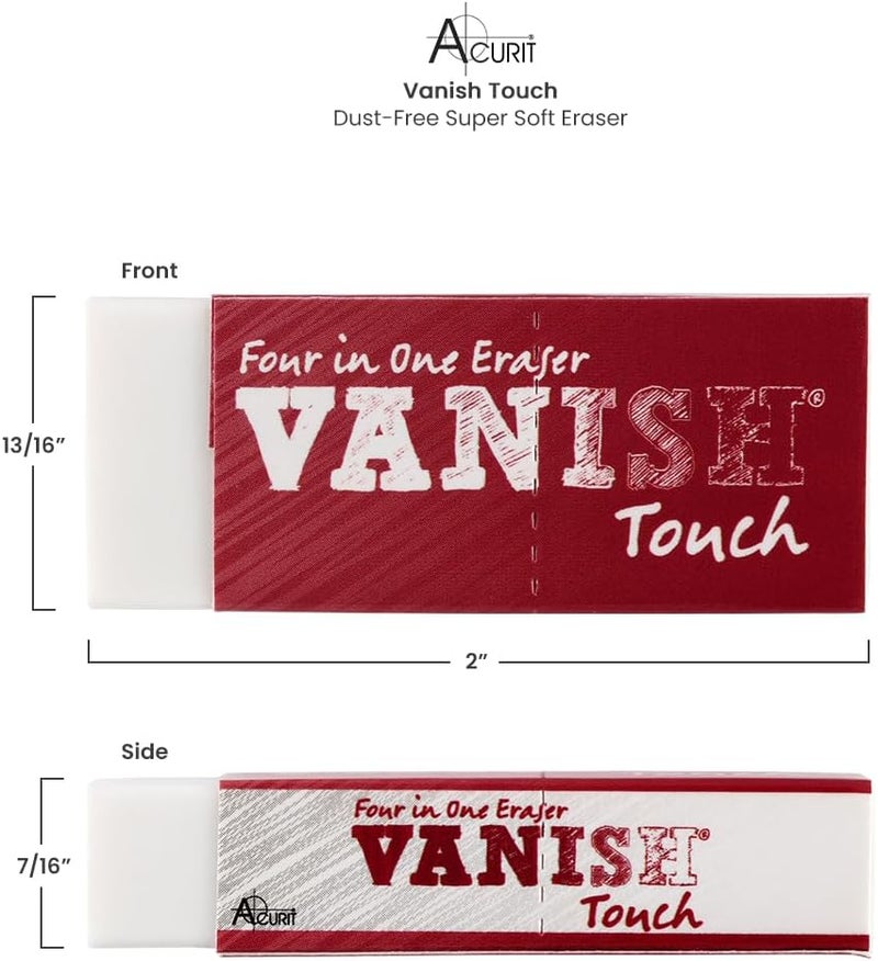 Acurit Vanish Touch Artist Eraser, Latex-Free, 24 Pack - Soft, Flexible Pencil Erasers, Sketching Supplies W/Protective Sleeve - Graphite, Charcoal, Pastel Compatible - Image 2